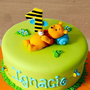 Pooh Fondant Cake for 1st B'day - Close View