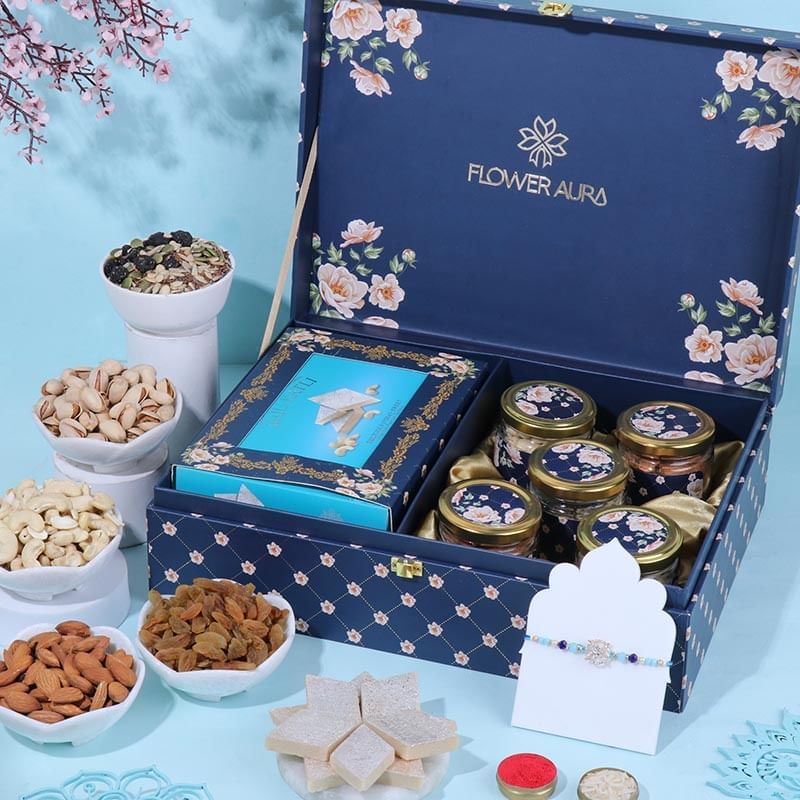 Premium Ad Floral Rakhi N Treats Delight Hamper