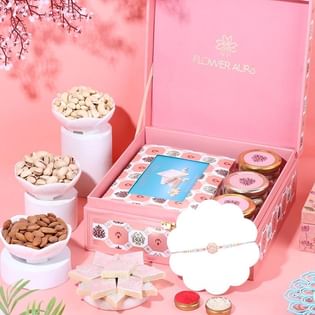 Premium Ad Rakhi With Sweets N Nuts Hamper