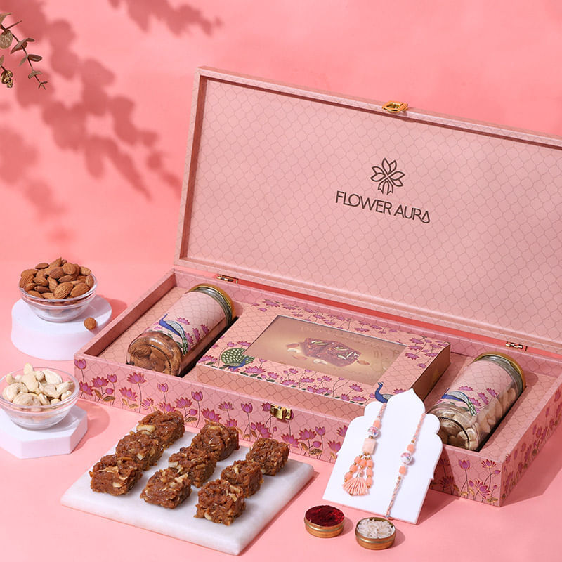 Premium Bhai Bhabhi Rakhi With Nuts N Sweets Hamper