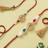 Premium Kundan And Beadwork Couple Rakhi Set