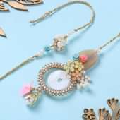Premium Pearl And Stone Couple Rakhi Set