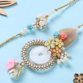 Premium Pearl And Stone Couple Rakhi Set
