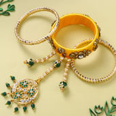 Premium Pearls & Beads Bangle Rakhi Set For Bhabhi