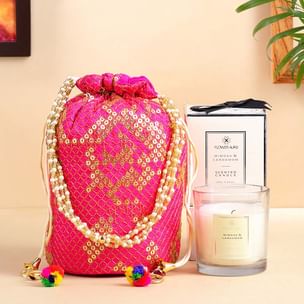 Premium Potli Bag With Candle Gift Set Premium Potli Bag With Candle Gift Set