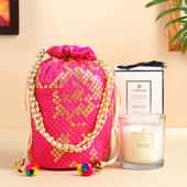 Premium Potli Bag With Candle Gift Set