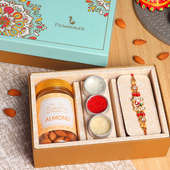 One Designer Rakhi100 grams of AlmondsA complimentary pack of roli chawal and mishri
