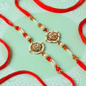 Order Premium Red White Pearls n Beads Rakhi Set Online