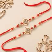 Red White Pearls N Beads Rakhi Set