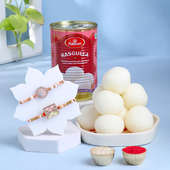 Premium Stone Rakhi Set With Rasgullas