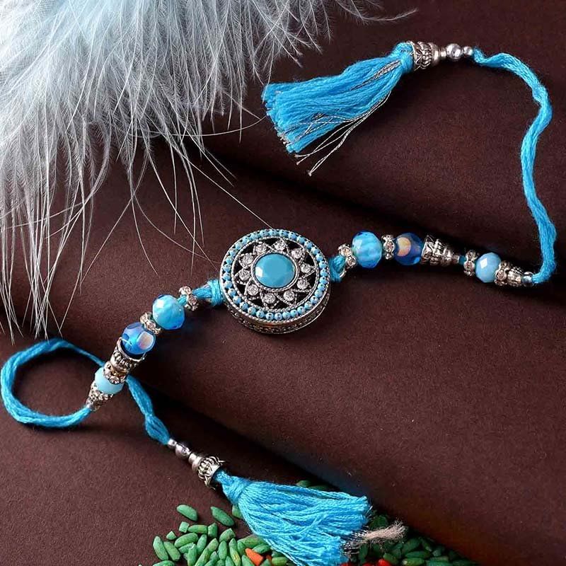 Premium Stone Round Mandala Rakhi