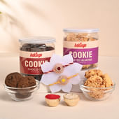 Premium Studded Floral Rakhis With Cookies