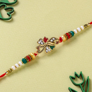 Flower Shape Dial Beads Rakhi