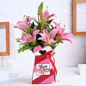 Pretty In Pink Birthday Lilies