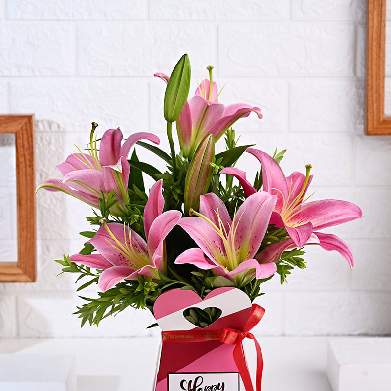 Pretty In Pink Birthday Lilies