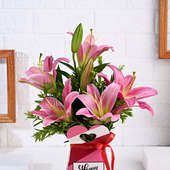 Pretty In Pink Birthday Lilies