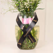 Pretty Orchids N Carnations Bouquet vase