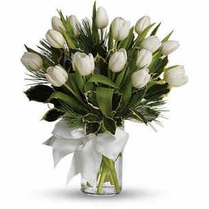 Buy Pretty White Tulips In Vase for Valentine