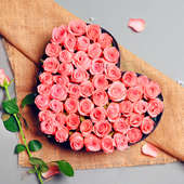 Heart Shape Arrangement of Pink Roses