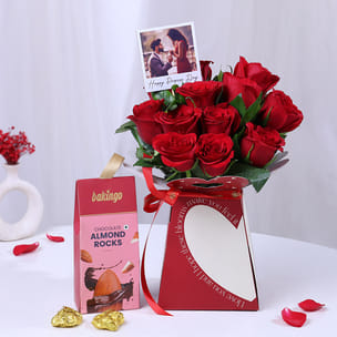 Propose Day Polaroid Roses N Choco Combo