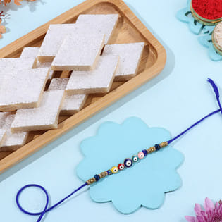 Protective Evil Eye Rakhi N Kaju Katli