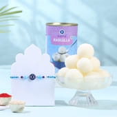 Protective Evil Eye Rakhi With Rasgullas