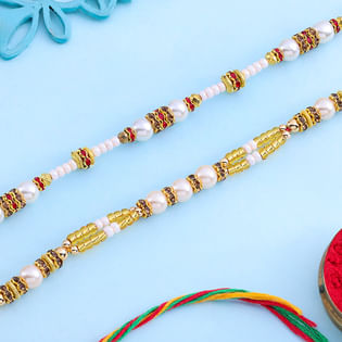 Beaded Pearl Rakhi Set Of 2