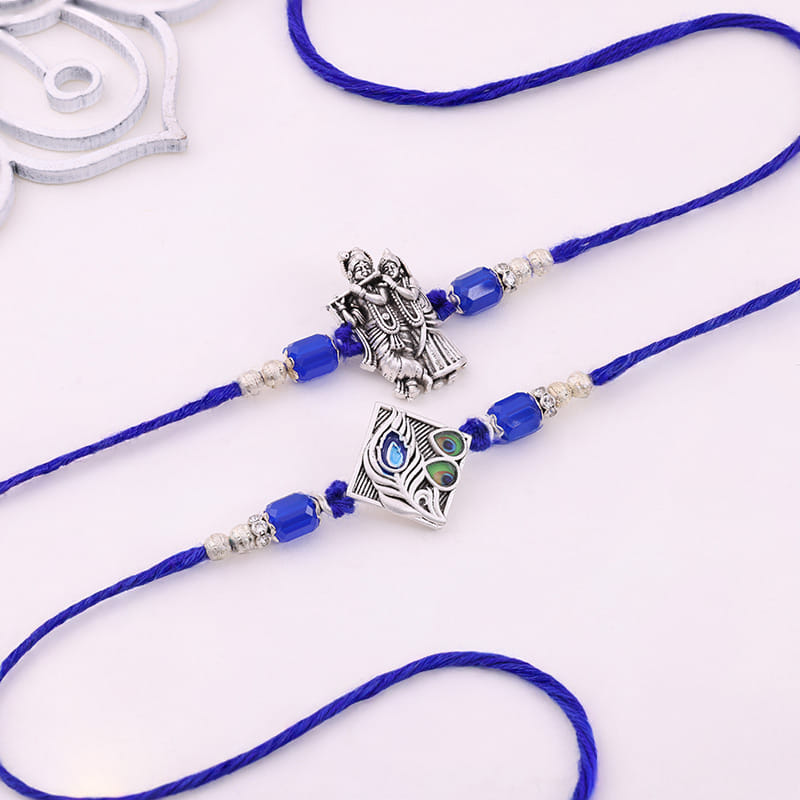 Peacock N Krishna Rakhi Duo With Chocolates