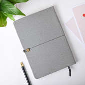Close View of PU Leather Personalised Diary Gray