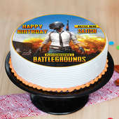 Top view of PUBG Poster Cake for Birthday