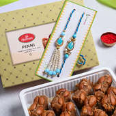 Buy Lumba Rakhi Online For Bhaiya bhabhiwith Sweets - Punjabi Pinni With Bhaiya Bhabhi Studded Rakhis