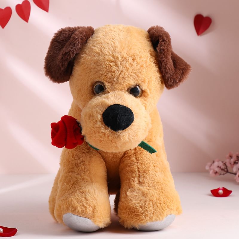 Puppy Love Valentine Surprise: Dog With Rose Soft Toy