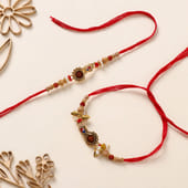 Pure Bhaiya Bhabhi Rudraksha Rakhi Set