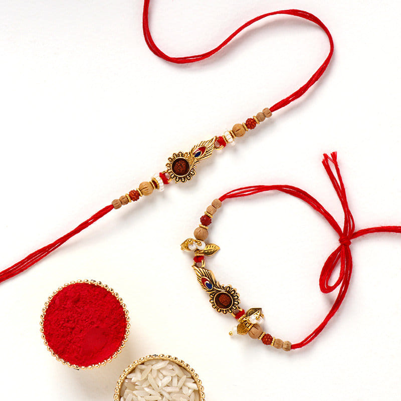 Pure Bhaiya Bhabhi Rudraksha Rakhi Set