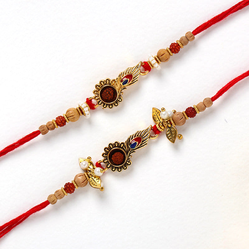 Pure Bhaiya Bhabhi Rudraksha Rakhi Set
