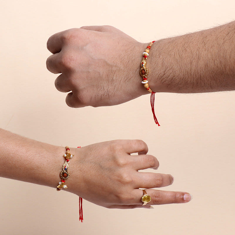 Pure Bhaiya Bhabhi Rudraksha Rakhi Set