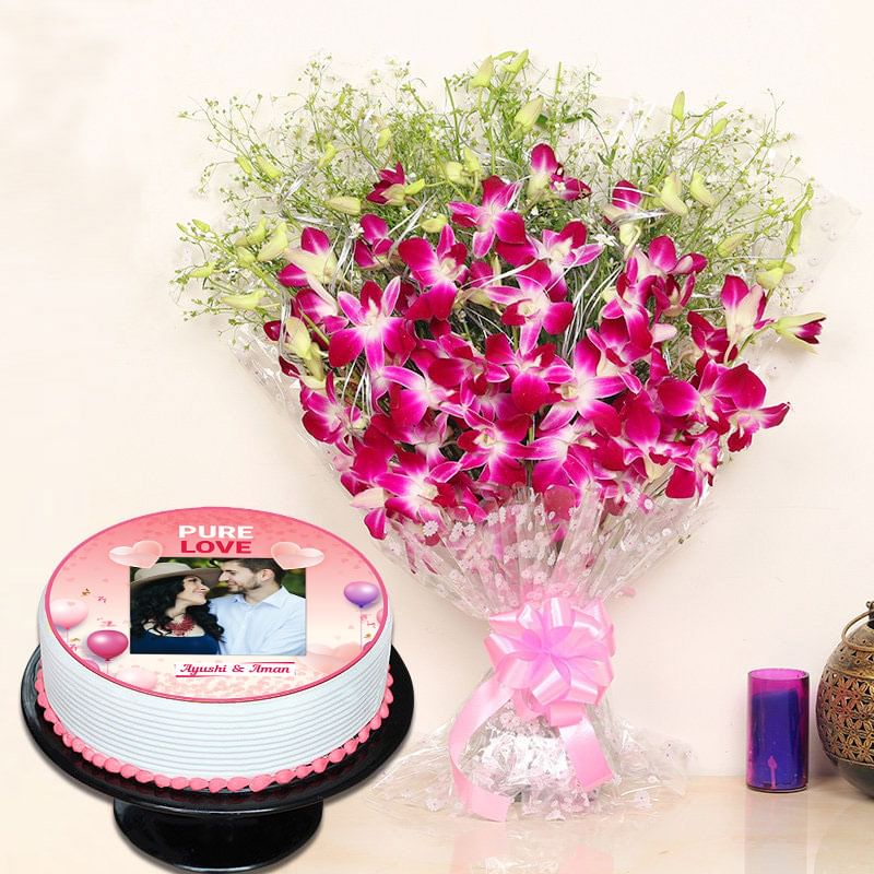 Pure Love Cake And Flowers Combo