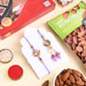 Purple Bhaiya Bhabhi Rakhis With Sweets N Almonds