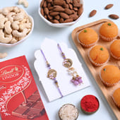 Purple N Golden Bhai Bhabhi Rakhis With Treats