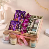 Purple Orchids N Chocolate Basket