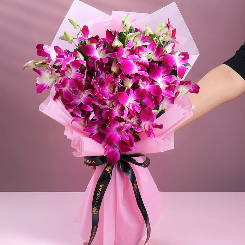 Purple Orchids N Floral Cake Combo