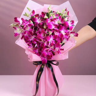 Purple Orchids N Floral Cake Combo