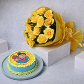 Pyari Maa Yellow Roses With Cake