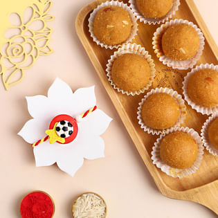 Quirky Football Rakhi With Besan Ladoos