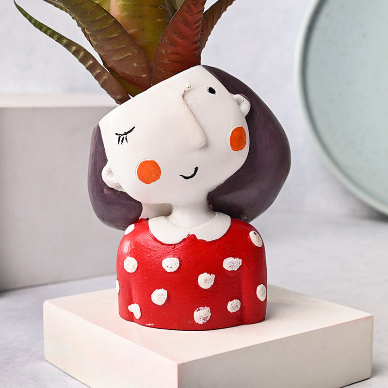 Order Quirky Girl Planter With Artificial Howarthia Plant Online