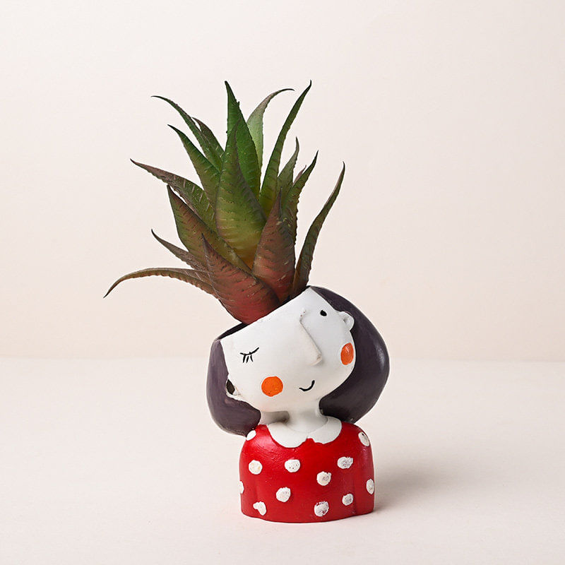 Quirky Girl Planter With Artificial Howarthia Plant Online