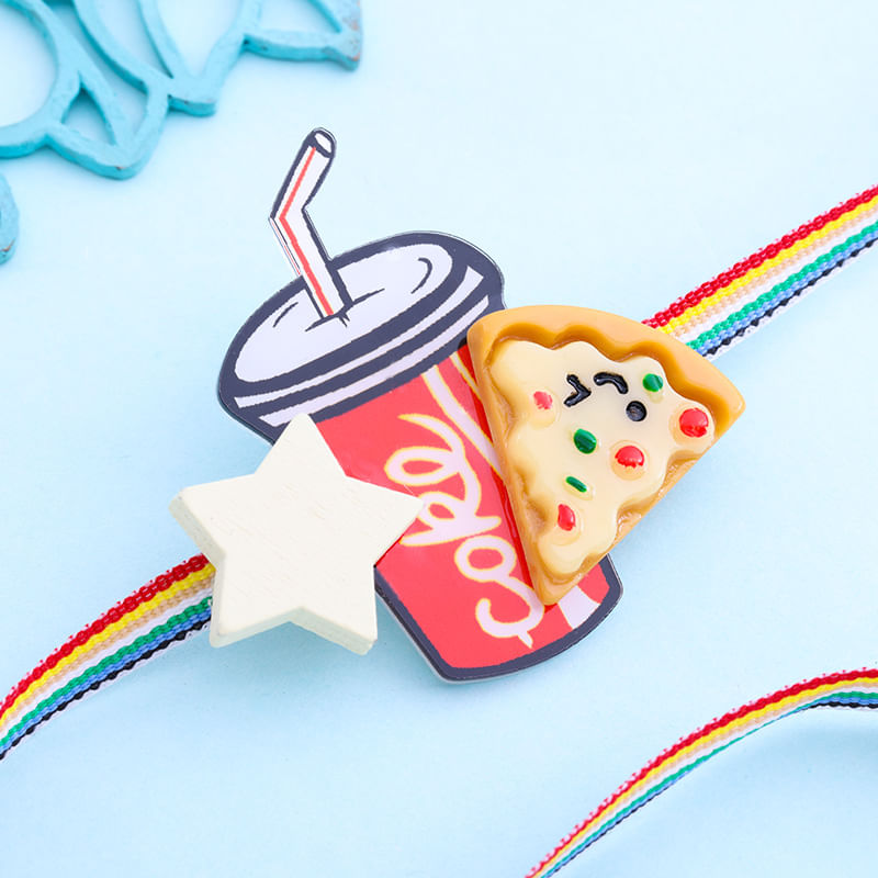 Quirky Pizza With Coke Designer Rakhi