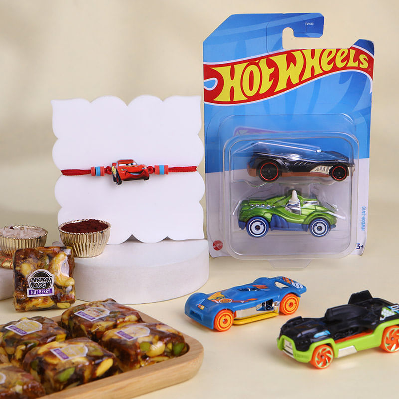 Race Car Kids Rakhi With Hot Wheels N Sweets