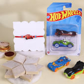 Racer Car Rakhi With Hot Wheels N Kaju Katli