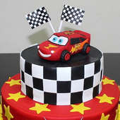 Close View of Racing Dreams Tiered Cake